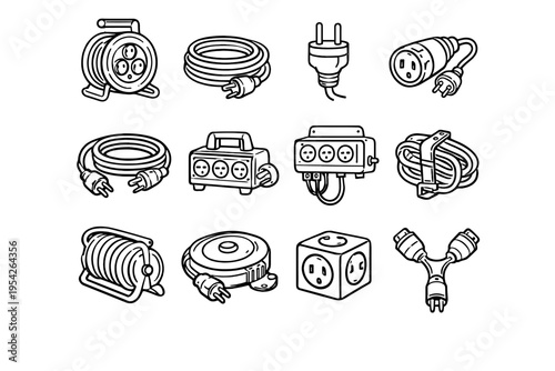 Generation form tool simple icon power vector image cable reel electrical coiled