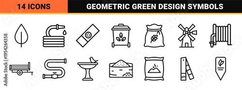 Botanical and Ecological Geometry Symbols Featuring Ultra-Minimalist Monoline Leaf and Nature Elements for Sustainable Branding and App Design