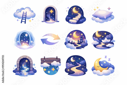 Passage simple ladder vector doorway sleep mark generation icon dreamland image symbol