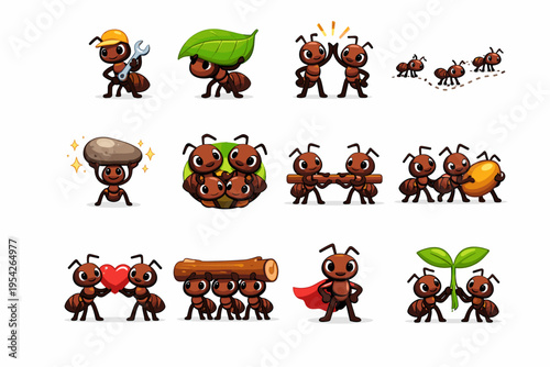 Vector icon ant teamwork spark effort lines image simple mark trail strength