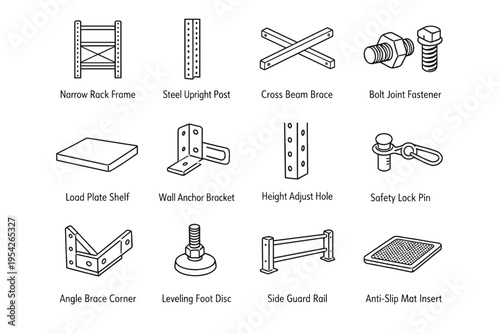 Icon icons foot lock storage steel corner cross mat vector compact fastener