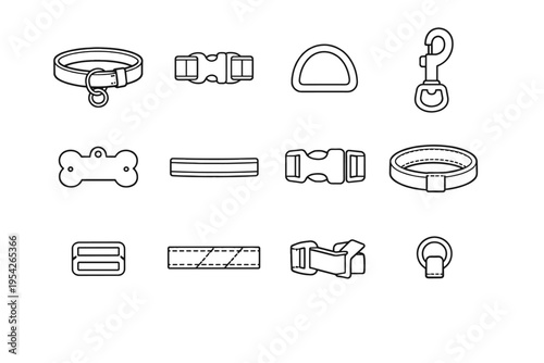 Stitch liner loop icon id padding adjustment accessories icons pet strip vector