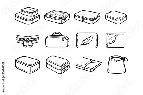 Zipper simple breathable vector generation icon gusset corner compression cube packing top