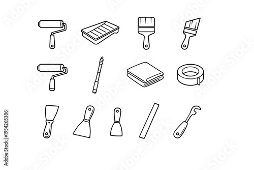 Putty knife brush extension image paint icon vector cloth simple generation tray