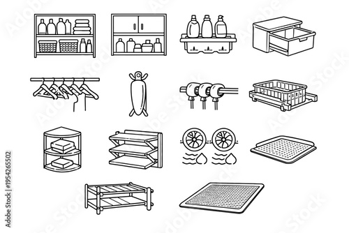 Vector hanging generation icon corner bin organizer shelf simple moisture pull mat