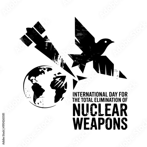 International day for total elimination of nuclear weapons dove and broken rocket
