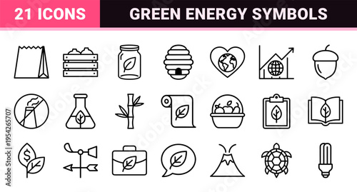 Handdrawn Ecology Icons Featuring Sustainable Energy Conservation And Environmental Protection Symbols In Minimalist Black And White Line Art