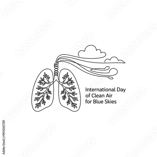 International day of clean air for blue skies lungs illustration