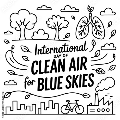 International day clean air blue skies nature and city elements
