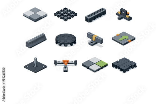 Simple spacer modular surface generation courtyard icon drainage installation tile image marker