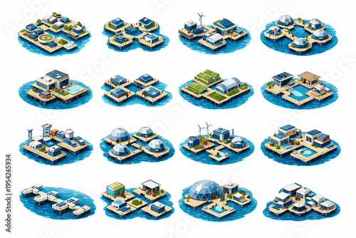 Adaptive structures icon vector overview concept modules platforms simple floating collection generation