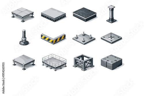 Image simple mounting icon leg load platform service reinforced vector structural slab