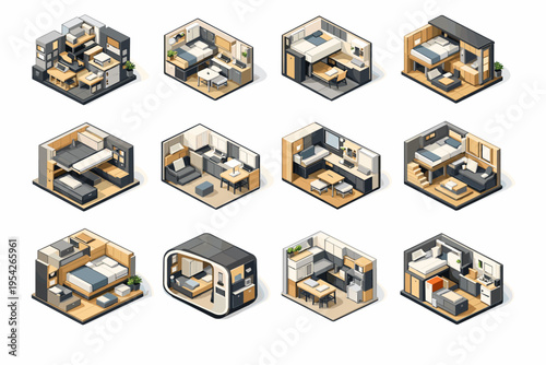 Studios icon interior simple image integrated smart set generation vector design concept