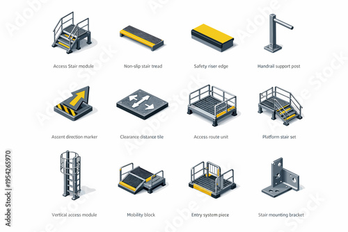 Icon tile entry slip image vector handrail direction tread mobility marker generation