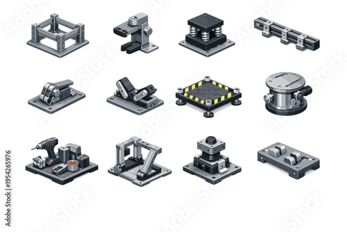 Fastener isolation simple generation image module piece vector equipment clamp icon fixture
