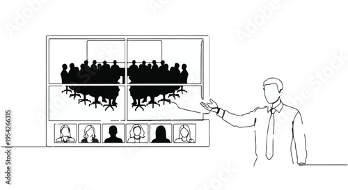 Businessman presenting online meeting to remote team