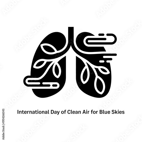 International day of clean air for blue skies vector, lungs icon design