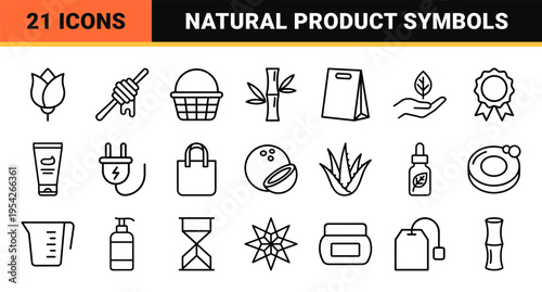 Natural Organic Product Badge Symbols featuring Ultra-minimalist Monoline Design for Sustainable Packaging and Eco-friendly Branding Identity