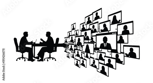 remote team meeting video conference illustration