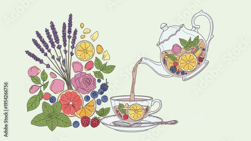 Herbal Tea Blend Infusion Ingredients for Health & Wellness Beverage Marketing