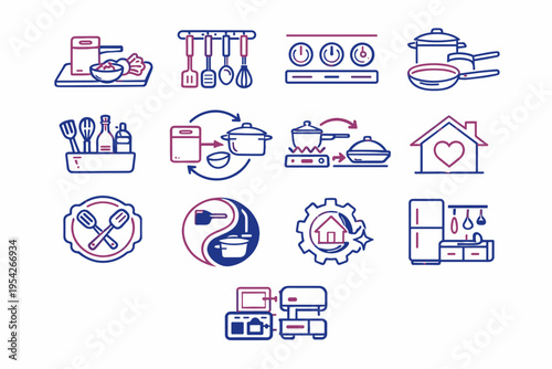 Station image icon set workflow functional vector simple system symbol aligned coordinated
