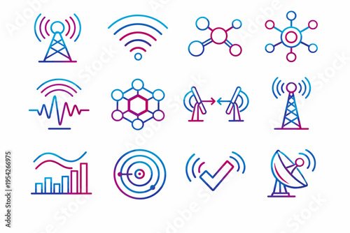 Image simple node icon generation broadcast hub connectivity frequency tower antenna vector