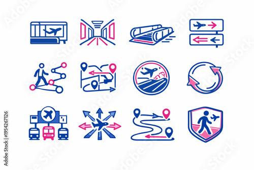 Belt vector simple walkway terminal icon image path route travel generation sign