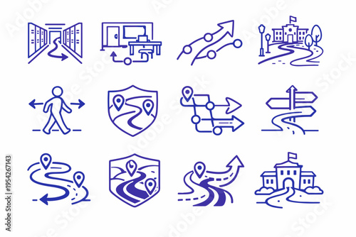 Campus image simple classroom badge learning symbol icon generation movement flow vector