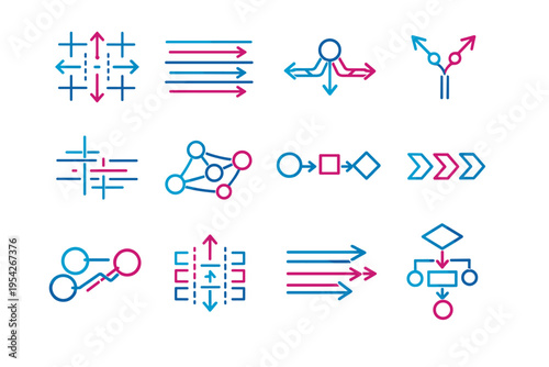 Symbol image alignment structured vector icon connectors sequence nodes simple arrows process