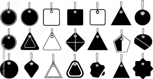 Collection of Green Geometric Shapes with Holes for Hanging
