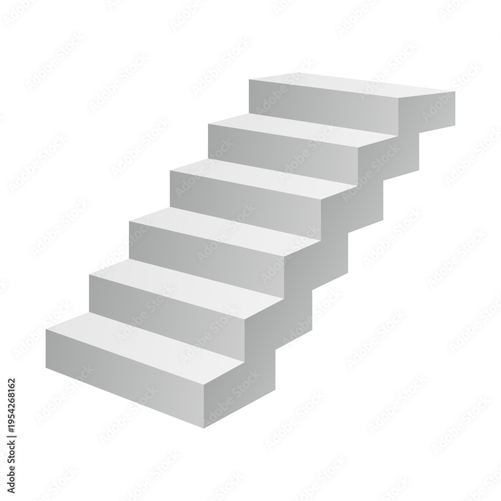 Fototapeta premium Isometric 3D staircase. Step design in light grey.