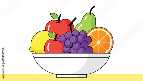 Fresh Fruit Bowl Illustration - Healthy Food & Produce Design Asset