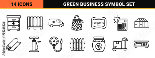 Sustainable Logistics and Eco Friendly Lifestyle Outline Symbols for Professional UI UX Design Brand Agencies