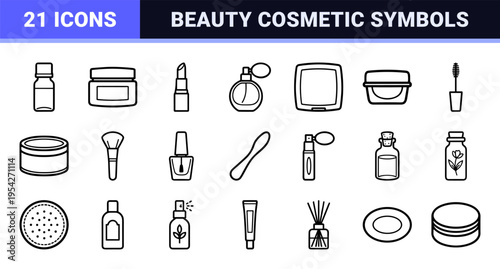 Luxury Skincare and Cosmetic Packaging Symbols Ultra-Minimalist Monoline Geometric Line Art for High-End Beauty and Apothecary Product Design