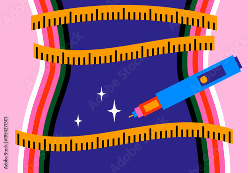 Semaglutide Injection Pen. Semaglutide therapy on diabetes management abstract concept. Weight Loss Medication Semaglutide Injection