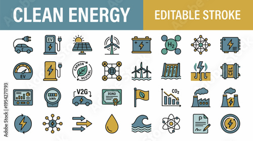 Colorful illustration of renewable energy sources and eco friendly technology for sustainable living