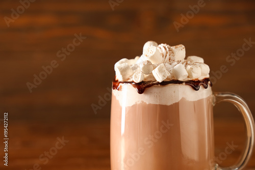 Glass cup of hot cocoa drin...