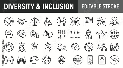 Diverse group of people coming together in unity and solidarity black and white illustration social inclusion concept