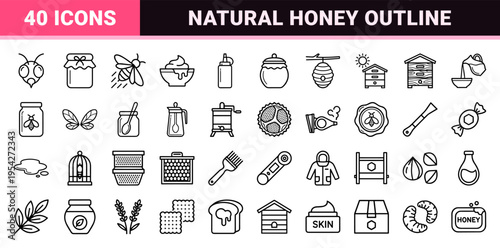 Beekeeping and Honey Production Ultra-Minimalist Monoline Geometric Icons for Professional Organic Farm Branding and Natural Product Packaging.