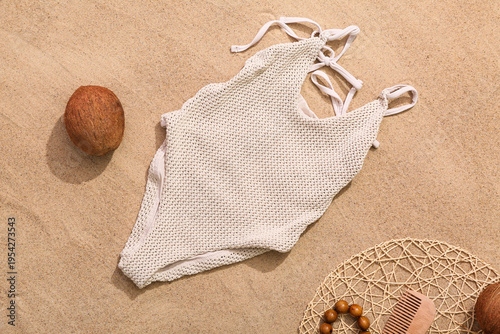 Swimsuit with coconut on sa...