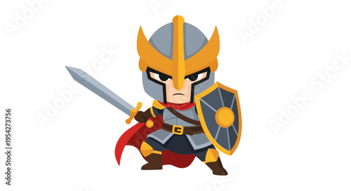 Knight Vector Illustration, Cartoon Style Graphic for Fantasy Design, Heroic Character