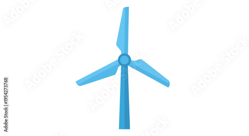 Light Blue Wind Turbine Illustration Symbolizing Renewable Energy Solutions Production