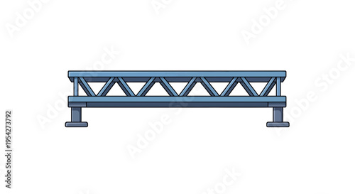 Metal beam bridge illustration, vector style graphic, for construction and engineering projects