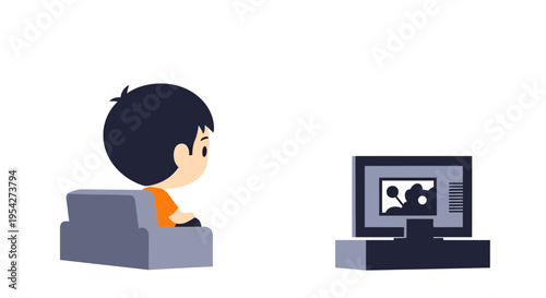 Man watching TV Vector Illustration, Cartoon Style Graphic for Entertainment and Leisure