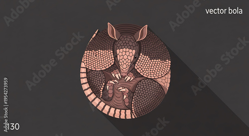 A vector graphic illustration of an armadillo in a circular design with a dark background