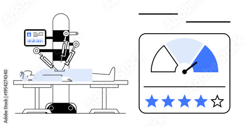 Robotic surgery concept. Robotic systems performing advanced surgical procedures with precision. Robotic surgery ensures innovation, patient care, and medical performance. For healthcare, technology