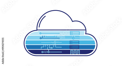 Cloud server storage technology icon.