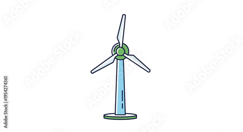 Wind Turbine Cartoon Illustration Renewable Energy.