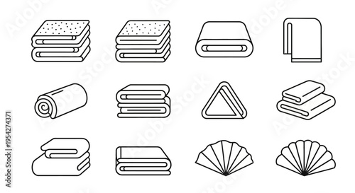 Various Towel Illustrations in Black and White.