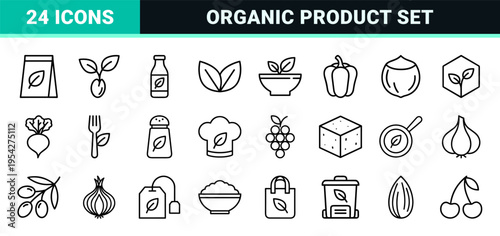 Ultra-minimalist Monoline Vegan Certification Labels and Organic Plant-Based Symbols for Sustainable Product Packaging and Eco-Friendly Branding